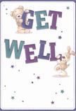 With vibrant colours and joyful characters, this get well card is a true expression of comfort and optimism, much like a warm greeting at the Forest Hill farmers' market. The scene springs to life with a cuddly teddy bear and an adorable puppy, each positively engaged with the plush, bold letters spelling out 'Get Well.' Shades of indigo and teal in the lettering stand out confidently against a soft cream background, while whimsical stars in blues and purples dance across the card, conjuring the feeling of hope and wonder. The richly detailed fur of the bear and puppy is so inviting it seems almost real, offering a visual embrace akin to the soft petals of a fresh bouquet. This card doesn't just deliver a message-it becomes an emotional shield, ideal for sending comfort and heartfelt wishes to friends or loved ones in recovery across Forest Hill, whether near Horniman Museum or nestled on quiet side streets.